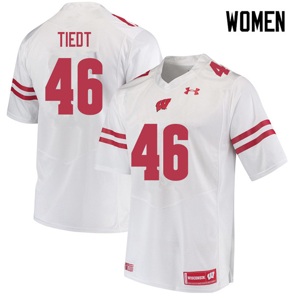 Women #46 Hegeman Tiedt Wisconsin Badgers College Football Jerseys Sale-White